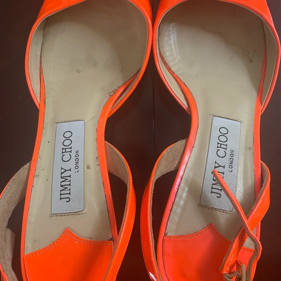 Hot orange Jimmy Choo sling backs authentic sz 38 - Picture 3 of 6